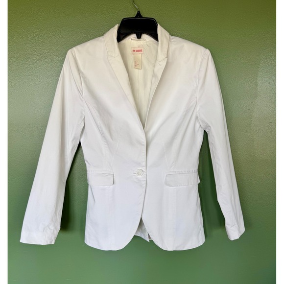 H&M Jackets & Blazers - HM White Single Button Blazer Jacket Womens Size 8 Office Workwear Fully Lined
